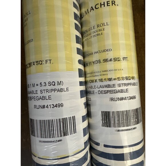 New Schumacher Bamboo-Marine Luxury Decor Wallpaper Lot of 2 Rolls - Picture 8 of 9